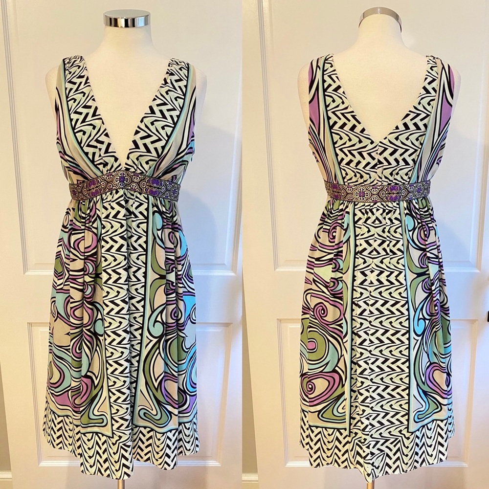 Vintage Nicole Miller Studio Printed Silk Dress Size 8